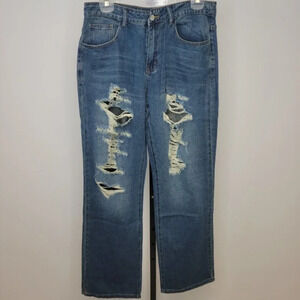 SHEIN  Men's Distressed Straight Leg Jeans